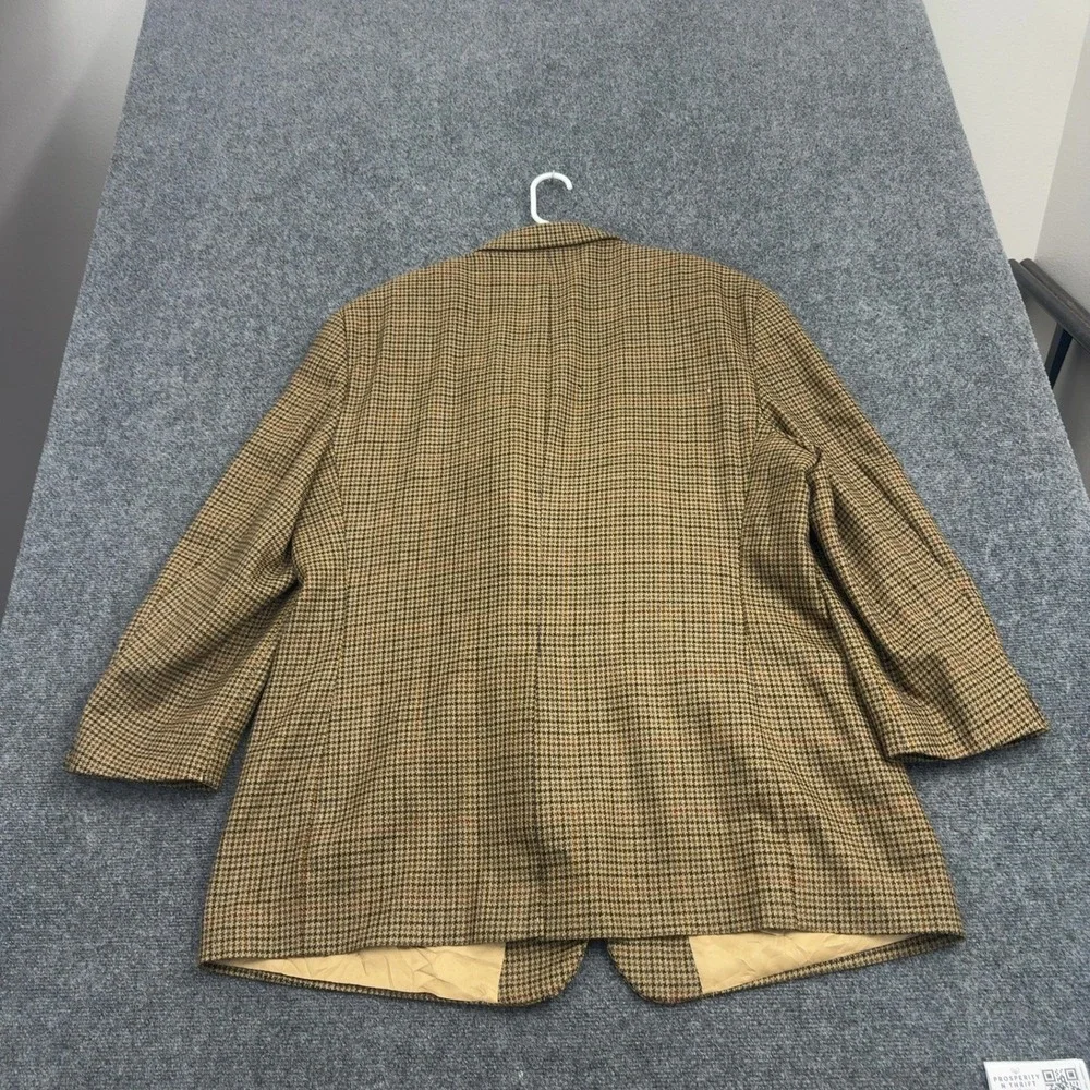Vintage Brooks Brothers Sport Coat Mens 52 LG Brown Wool Houndstooth Academic